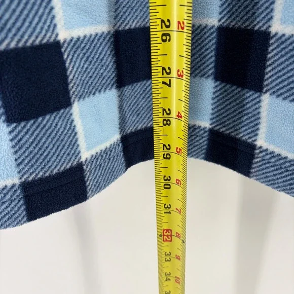 Lands End Blue Buffalo Plaid Fleece Quarter Zip Pullover Mock Neck 2X - Picture 4 of 6